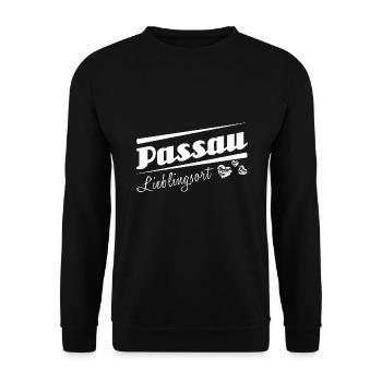 Passau - Lieblingsort mit Stadtnamen - Unisex Pullover - Schwarz - Vorne - Alina (178cm) & Michal (187cm)