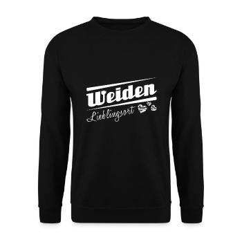 Weiden - Lieblingsort mit Stadtnamen - Unisex Pullover - Schwarz - Vorne - Alina (178cm) & Michal (187cm)