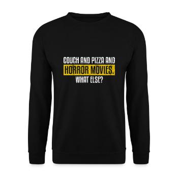 Couch And Pizza And Horror Movies Halloween Kostüm - Unisex Pullover - Schwarz - Vorne - Alina (178cm) & Michal (187cm)