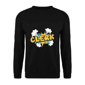 Retro Graphic Bank Clerk Bookkeeper Bank Employee - Unisex Pullover - Schwarz - Vorne - Alina (178cm) & Michal (187cm)