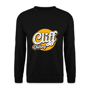 Retro Graphic Cliff Diver Cliff Diving Tombstoning - Unisex Sweatshirt - black - Front - Alina (178cm) & Michal (187cm)