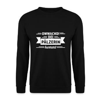 Schorle Pfälzer Dubbeglas Geschenk - Unisex Pullover - Schwarz - Vorne - Alina (178cm) & Michal (187cm)