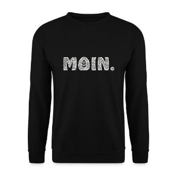 Moin. - Moin mit Anker - Unisex Pullover - Schwarz - Vorne - Alina (178cm) & Michal (187cm)
