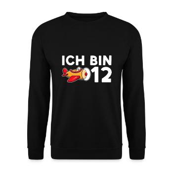 12. Geburtstag Flugzeug 12 Jahre Geschenk - Unisex Pullover - Schwarz - Vorne - Alina (178cm) & Michal (187cm)