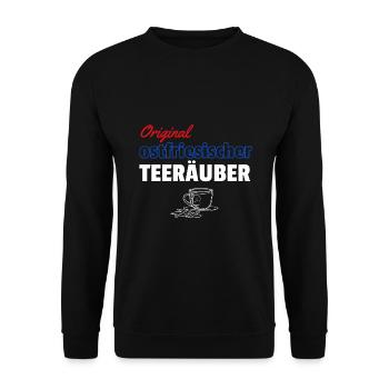 Original ostfriesischer Teeräuber - Teetrinker - Unisex Pullover - Schwarz - Vorne - Alina (178cm) & Michal (187cm)