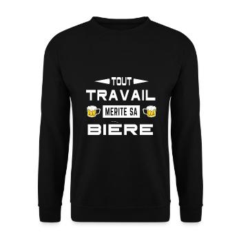Tout travail mérite sa bière - Sweat-shirt Unisexe - noir - Devant - Alina (178cm) & Michal (187cm)
