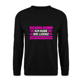 Schulkind Anfang Schulbeginn Geschenk - Unisex Pullover - Schwarz - Vorne - Alina (178cm) & Michal (187cm)