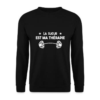 La Sueur Est Ma Thérapie - Sweat-shirt Unisexe - noir - Devant - Alina (178cm) & Michal (187cm)