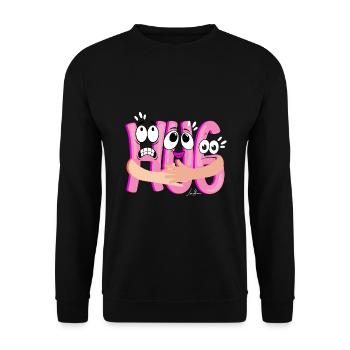 Câlin cartoon rose - humoristique - Sweat-shirt Unisexe - noir - Devant - Alina (178cm) & Michal (187cm)