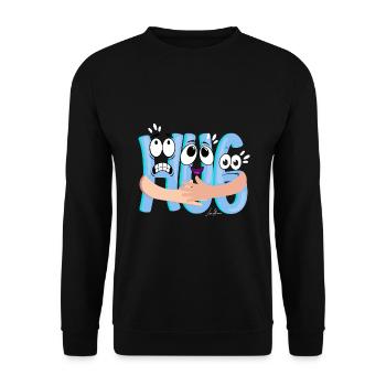 Blue Cartoon Cuddle - Humorous - Unisex Sweatshirt - black - Front - Alina (178cm) & Michal (187cm)
