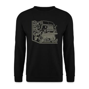 LKW W50 4x4 Allrad L6 - Unisex Pullover - Schwarz - Vorne - Alina (178cm) & Michal (187cm)