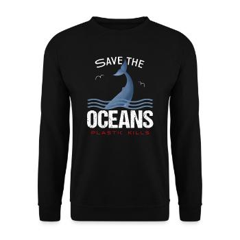 Save the Oceans - Plastic kills - Unisex Sweatshirt - black - Front - Alina (178cm) & Michal (187cm)