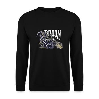 Sorcière sur moto avec bruit de moteur est appelé balai - Sweat-shirt Unisexe - noir - Devant - Alina (178cm) & Michal (187cm)