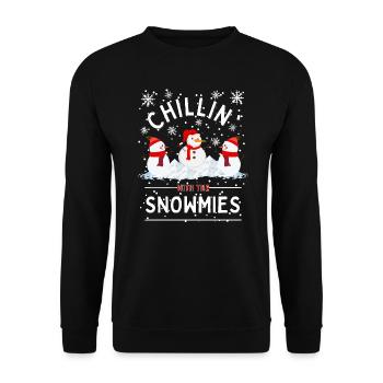 "Chillin With The Snowmmies" Winter Snowman - Unisex Sweatshirt - black - Front - Alina (178cm) & Michal (187cm)