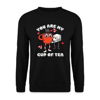 Tu es ma tasse de thé / Anniversaire / Journée des Valantines - Sweat-shirt Unisexe - noir - Devant - Alina (178cm) & Michal (187cm)