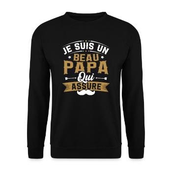 Je suis un Beau papa qui assure cadeau beau-papa - Sweat-shirt Unisexe - noir - Devant - Alina (178cm) & Michal (187cm)