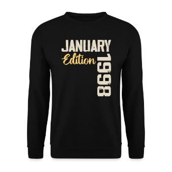 Geburtstagsgeschenk Jahrgang Januar 1998 - 1998 - Unisex Pullover - Schwarz - Vorne - Alina (178cm) & Michal (187cm)