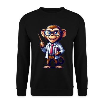 Cute Monkey Teacher - Unisex Pullover - Schwarz - Vorne - Alina (178cm) & Michal (187cm)
