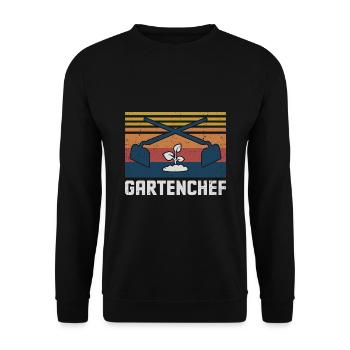 Gartenchef Gärtnerei Gärtner Garten Rasenmäher Gär - Unisex Pullover - Schwarz - Vorne - Alina (178cm) & Michal (187cm)