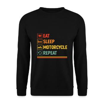 essen schlafen motorrad wiederholen motorrad biker mot - Unisex Pullover - Schwarz - Vorne - Alina (178cm) & Michal (187cm)