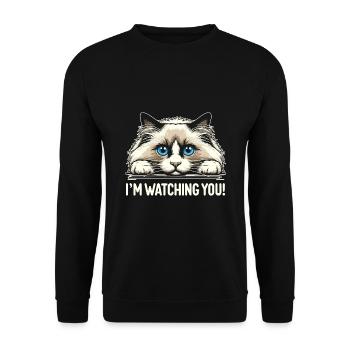 Ich beobachte dich Ragdoll Katze Liebhaber Ragdolls Katzen - Unisex Pullover - Schwarz - Vorne - Alina (178cm) & Michal (187cm)