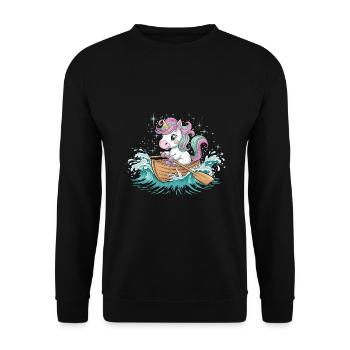 Ein Einhorn-Paddelboot - Unisex Pullover - Schwarz - Vorne - Alina (178cm) & Michal (187cm)