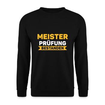 Meister Prüfung Meisterbrief Geschenk - Unisex Pullover - Schwarz - Vorne - Alina (178cm) & Michal (187cm)