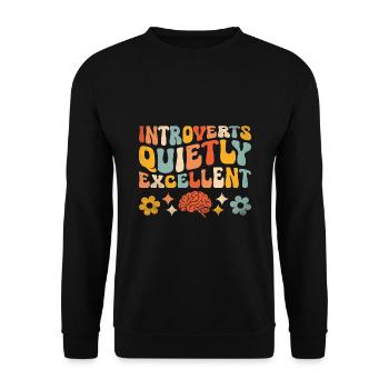 Introvertierte Leise Ausgezeichnete Sprüche Für - Unisex Pullover - Schwarz - Vorne - Alina (178cm) & Michal (187cm)
