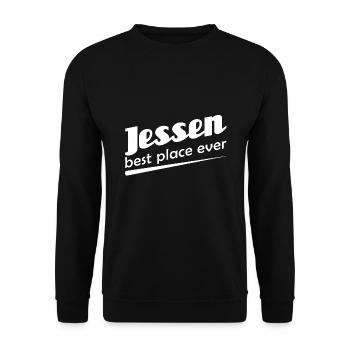 Jessen - Stadt best place ever - Unisex Pullover - Schwarz - Vorne - Alina (178cm) & Michal (187cm)