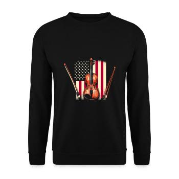 Drapeau américain USA Violon Instrument Violoniste Viole - Sweat-shirt Unisexe - noir - Devant - Alina (178cm) & Michal (187cm)