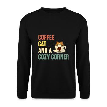 Chat de café et un coin douillet Dictons pour - Sweat-shirt Unisexe - noir - Devant - Alina (178cm) & Michal (187cm)