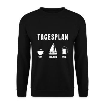 Segeln Tagesplan Boot Meer Kapitän Skipper Schiff - Unisex Pullover - Schwarz - Vorne - Alina (178cm) & Michal (187cm)