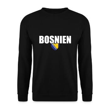 Bosnien Herzegowina Stolz Balkan Bosnische Flagge - Unisex Pullover - Schwarz - Vorne - Alina (178cm) & Michal (187cm)