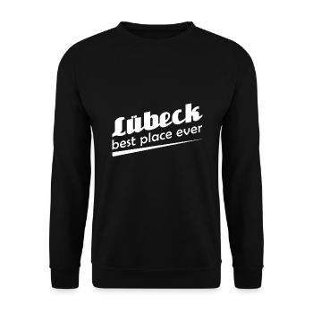 Lübeck - Stadt best place ever - Unisex Pullover - Schwarz - Vorne - Alina (178cm) & Michal (187cm)