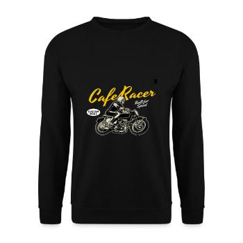Cafe Racer Motorrad Old school Bike Geschenk - Unisex Pullover - Schwarz - Vorne - Alina (178cm) & Michal (187cm)