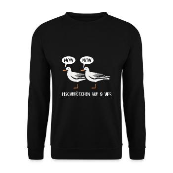 Segler Meer Fischbrötchen Auf 9 Uhr Segeln Ostsee - Unisex Pullover - Schwarz - Vorne - Alina (178cm) & Michal (187cm)