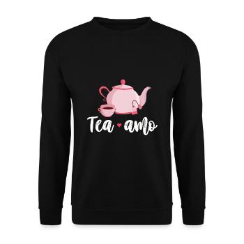 Tea Amo Graphic Tea Drinking Tea Lover Tea Brewing - Unisex Pullover - Schwarz - Vorne - Alina (178cm) & Michal (187cm)