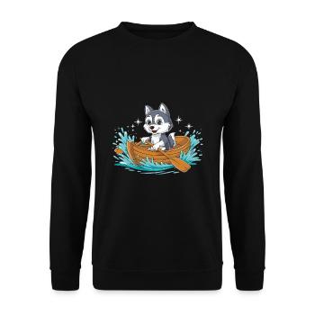 A Husky Boating Paddle Boat - Unisex Sweatshirt - black - Front - Alina (178cm) & Michal (187cm)