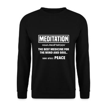 Meditation Noun Definition Meditate Relaxation Spi - Unisex Pullover - Schwarz - Vorne - Alina (178cm) & Michal (187cm)