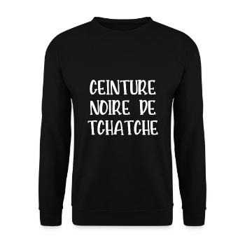 ceinture noire de tchatche - Sweat-shirt Unisexe - noir - Devant - Alina (178cm) & Michal (187cm)