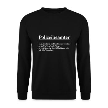Polizeibeamter Beruf Polizei Geschenk - Unisex Pullover - Schwarz - Vorne - Alina (178cm) & Michal (187cm)