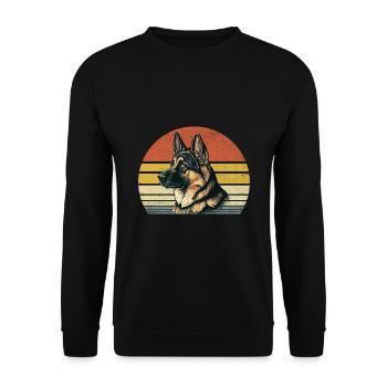 Retro Vintage German Shepherd GSD Dog Lover German - Unisex Sweatshirt - black - Front - Alina (178cm) & Michal (187cm)