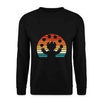 Jonglieren Retro Grafik Zirkus Clown Jongleur Jong - Unisex Pullover - Schwarz - Vorne - Alina (178cm) & Michal (187cm)