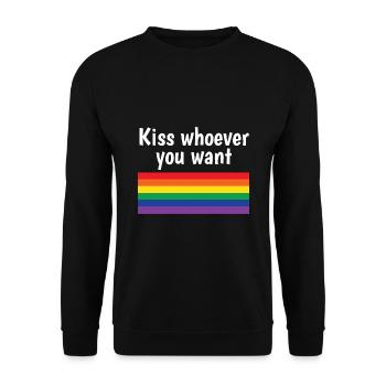 Kiss Whoever You Want Lesbian Pansexual Diversity - Unisex Pullover - Schwarz - Vorne - Alina (178cm) & Michal (187cm)