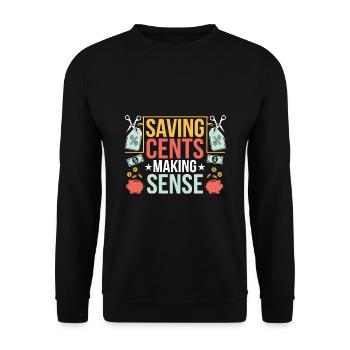 Économiser des centimes Making Sense Couponer Shopper Économiser - Sweat-shirt Unisexe - noir - Devant - Alina (178cm) & Michal (187cm)