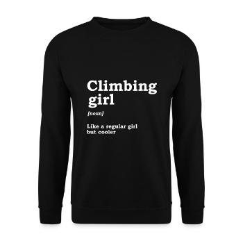 Climbing Girl Definition Noun Mountaineer Climber - Unisex Pullover - Schwarz - Vorne - Alina (178cm) & Michal (187cm)
