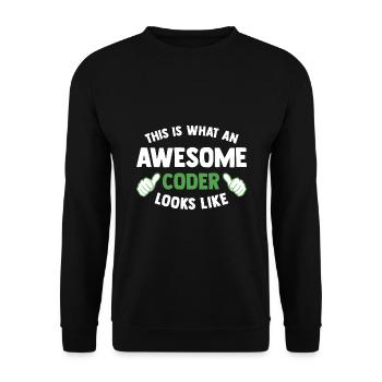 This Is What An Awesome Coder Looks Like Programmi - Unisex Pullover - Schwarz - Vorne - Alina (178cm) & Michal (187cm)