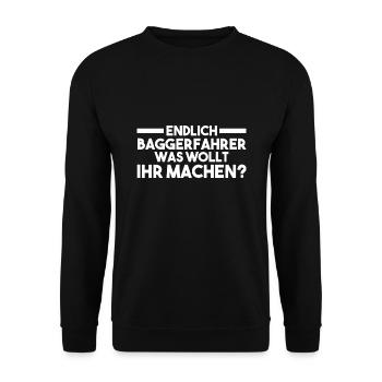 Baggerfahrer Job Bagger Geschenk - Unisex Pullover - Schwarz - Vorne - Alina (178cm) & Michal (187cm)