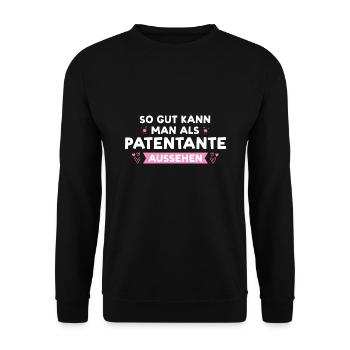 Patentante Familie Patenkind Geschenk - Unisex Pullover - Schwarz - Vorne - Alina (178cm) & Michal (187cm)