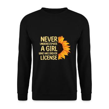 Ne sous-estimez jamais une fille qui a le permis de conduire - Sweat-shirt Unisexe - noir - Devant - Alina (178cm) & Michal (187cm)